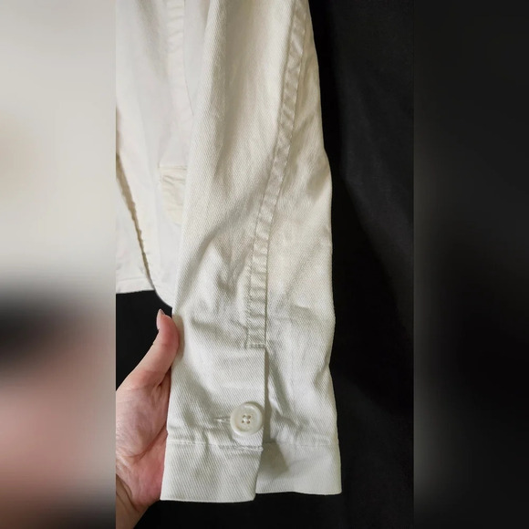 American Eagle Womens Denim Blazer Jacket Size M White Single Button Retro - Picture 2 of 11